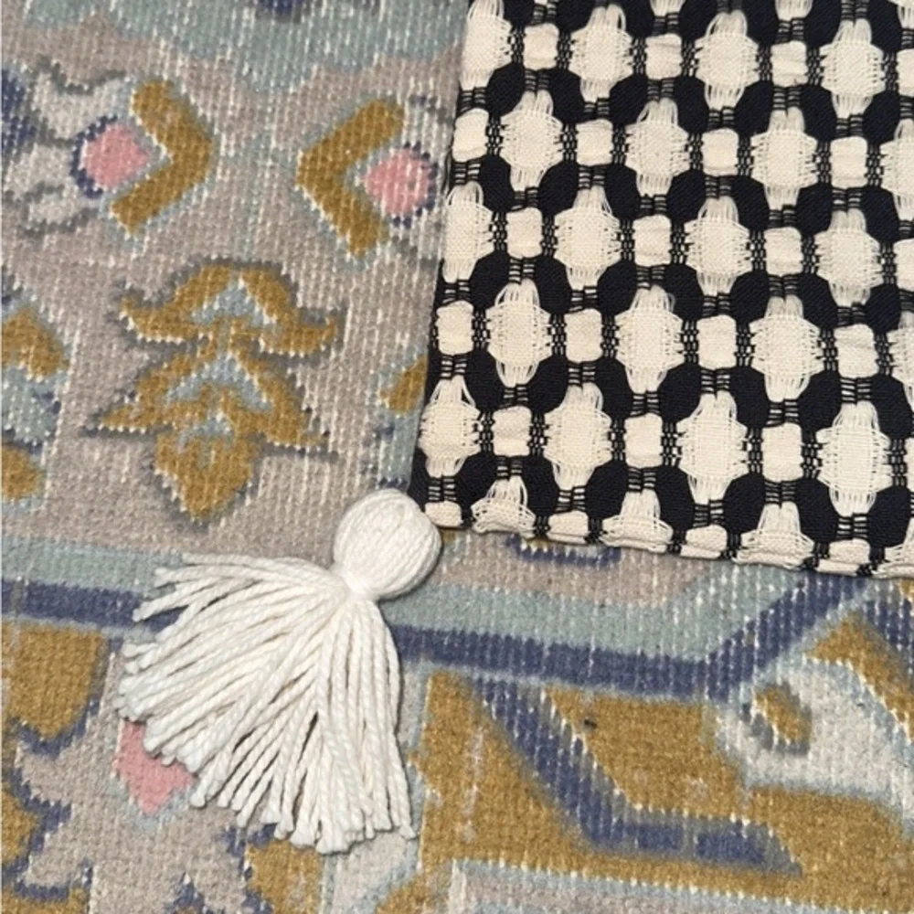 Crate & Barrel‎ Tahona Obsidian Textured Tassels Pillow Cover Sham 23